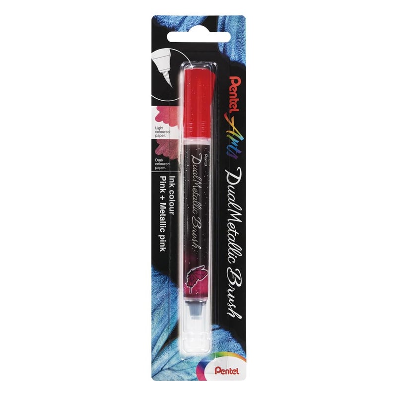 Pentel XGFH-DP Dual Metallic Brush, Pink + Metallic Pink - Image 1